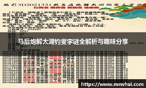 马后炮解太湖钓叟字谜全解析与趣味分享